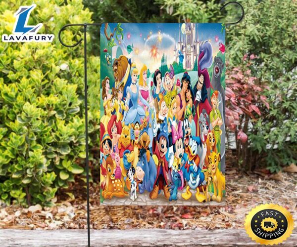 Disney Characters Mickey Minnie Goofy Donald Pooh Lion King Princess 5 Double Sided Printing Garden Flag