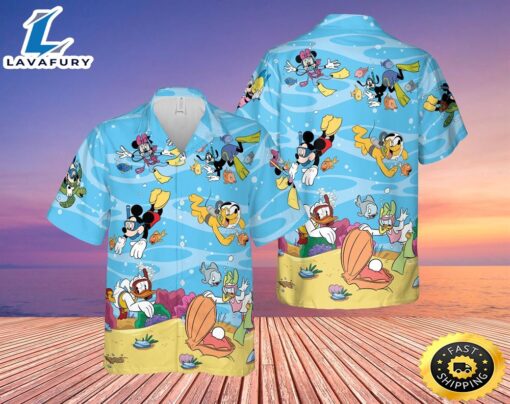 Disney Dive Mickey And Minnie Mouse Hawaiian Summer Shirt