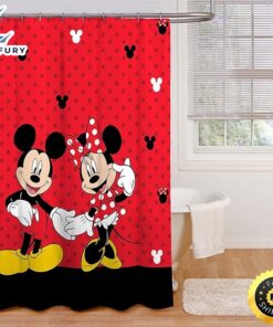 Disney Jay Franco Mickey Mouse & Minnie Mouse Shower Curtain & Easy Care Fabric Kids Bath Curtain
