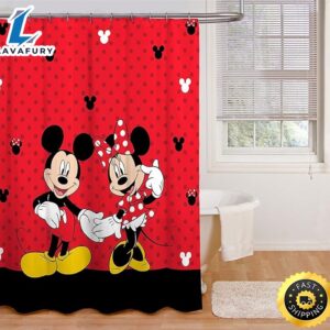 Disney Jay Franco Mickey Mouse & Minnie Mouse Shower Curtain & Easy Care Fabric Kids Bath Curtain