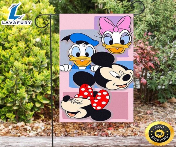 Disney Mickey And Friends Pink1 Double Sided Printing Garden Flag