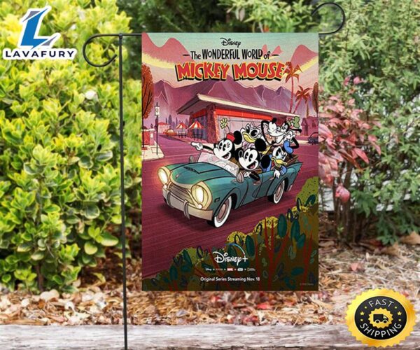 Disney Mickey And Friends Riding Car1 Double Sided Printing Garden Flag