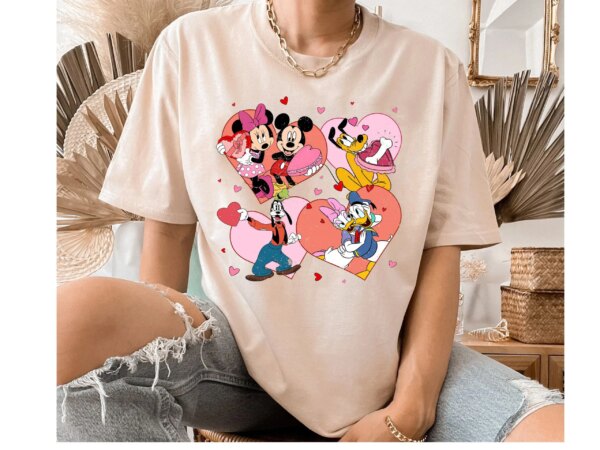 Disney Mickey And Friends Valentine’s Day Matching Tee Sweatshirt