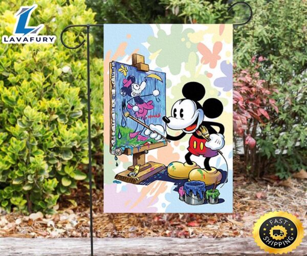 Disney Mickey Drawing Minnie Double Sided Printing Garden Flag