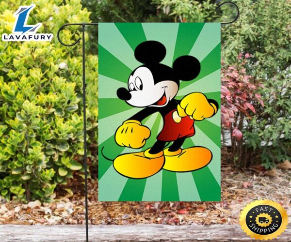 Disney Mickey Green1 Double Sided Printing Garden Flag