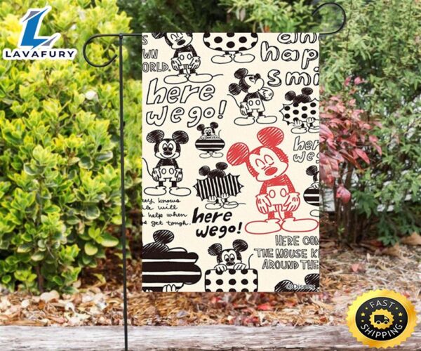 Disney Mickey Here We Go Double Sided Printing Garden Flag