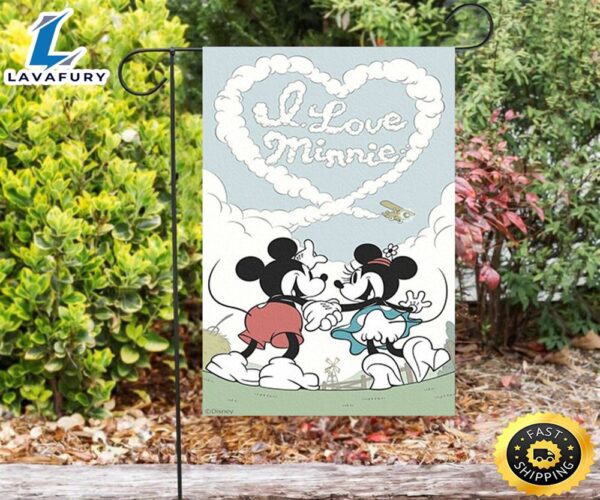 Disney Mickey I Love Minnie1 Double Sided Printing Garden Flag