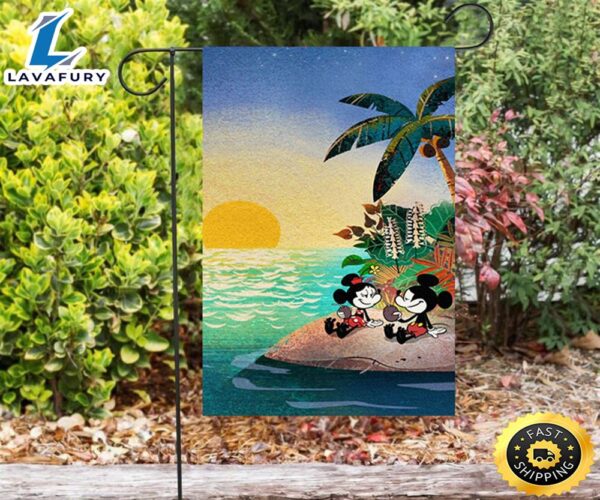 Disney Mickey Minnie Beach1 Double Sided Printing Garden Flag