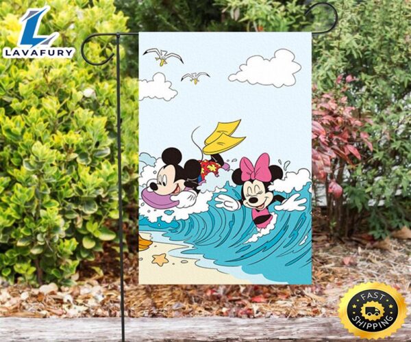 Disney Mickey Minnie Beach3 Double Sided Printing Garden Flag