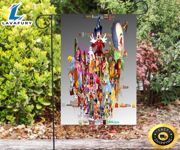 Disney Mickey Minnie Goofy Donald Pooh Lion King Princess Villains Fulll Characters 8 Double Sided Printing Garden Flag