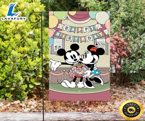 Disney Mickey Minnie Happy Birthday1 Double Sided Printing Garden Flag