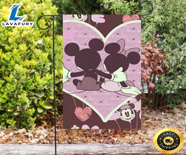 Disney Mickey Minnie Heart1 Double Sided Printing Garden Flag