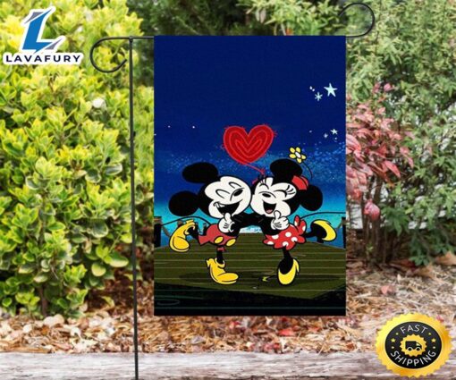 Disney Mickey Minnie Heart2 Double Sided Printing Garden Flag