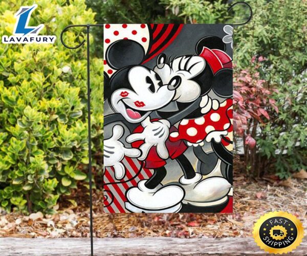 Disney Mickey Minnie Kissing3 Double Sided Printing Garden Flag
