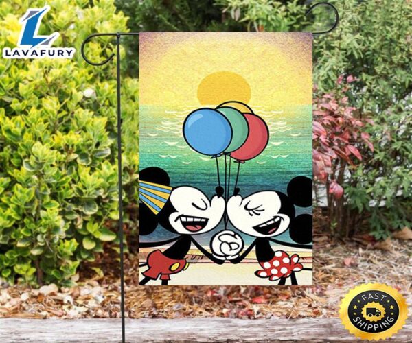 Disney Mickey Minnie Kissing5 Double Sided Printing Garden Flag