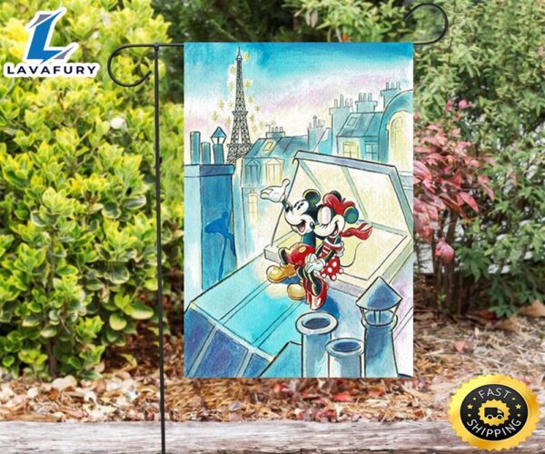 Disney Mickey Minnie Paris1 Double Sided Printing Garden Flag