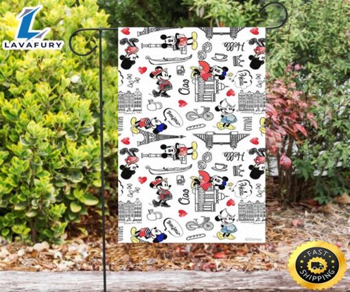 Disney Mickey Minnie Paris3 Double Sided Printing Garden Flag