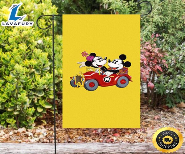 Disney Mickey Minnie Riding Car4 Double Sided Printing Garden Flag