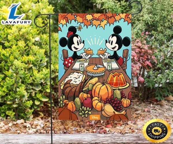 Disney Mickey Minnie Thanks Giving1 Double Sided Printing Garden Flag
