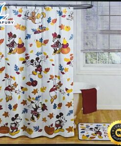 Disney Mickey Mouse 14 Piece Bath Set Shower Curtain Bath Rug Hooks Autumn Fall