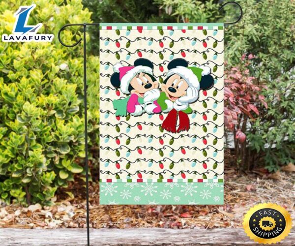 Disney Mickey Mouse Christmas Mickey And Minnie Green 2 Double Sided Printing Garden Flag