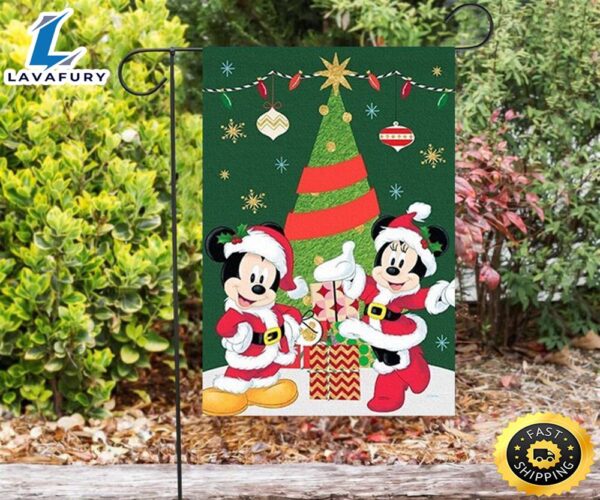 Disney Mickey Mouse Christmas Mickey And Minnie Green 3 Double Sided Printing Garden Flag