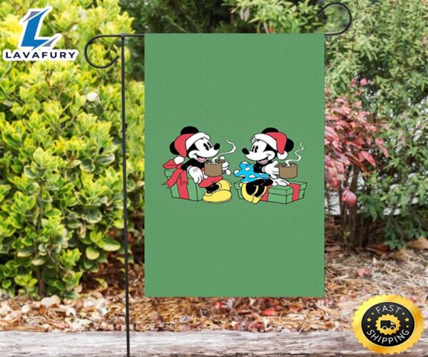 Disney Mickey Mouse Christmas Mickey And Minnie Green 4 Double Sided Printing Garden Flag