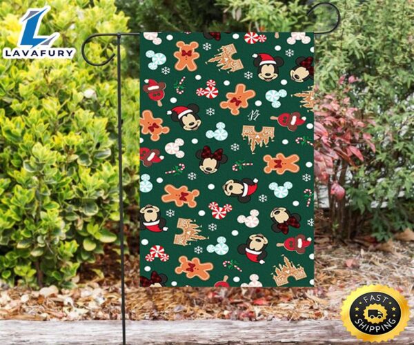 Disney Mickey Mouse Christmas Mickey And Minnie Green 5 Double Sided Printing Garden Flag
