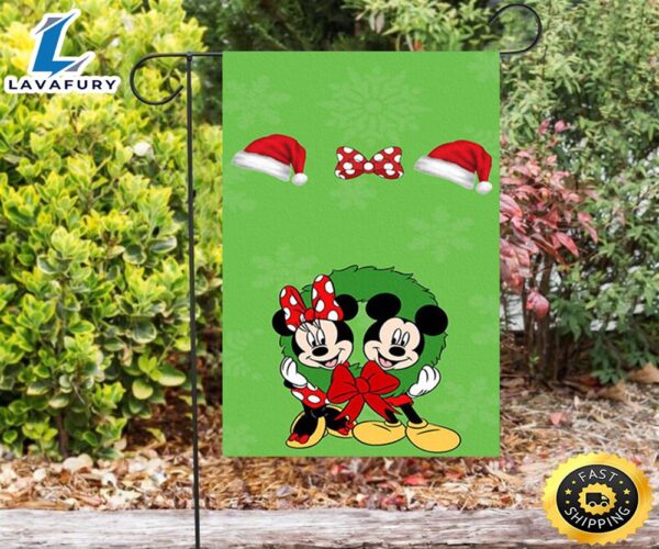 Disney Mickey Mouse Christmas Mickey And Minnie Green 6 Double Sided Printing Garden Flag
