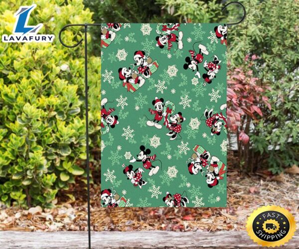 Disney Mickey Mouse Christmas Mickey And Minnie Green 8 Double Sided Printing Garden Flag