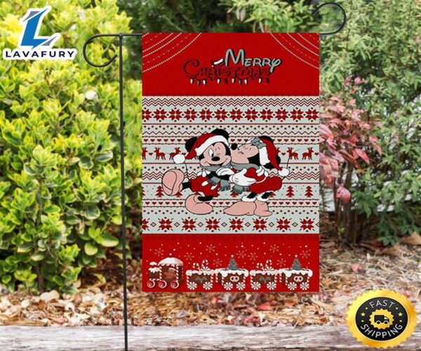Disney Mickey Mouse Christmas Mickey And Minnie Red 2 Double Sided Printing Garden Flag
