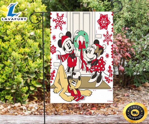 Disney Mickey Mouse Christmas Mickey And Minnie Red 3 Double Sided Printing Garden Flag