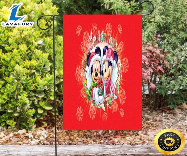 Disney Mickey Mouse Christmas Mickey And Minnie Red 5 Double Sided Printing Garden Flag