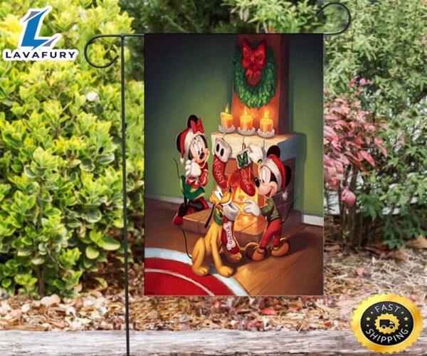 Disney Mickey Mouse Christmas Mickey And Minnie Red 6 Double Sided Printing Garden Flag