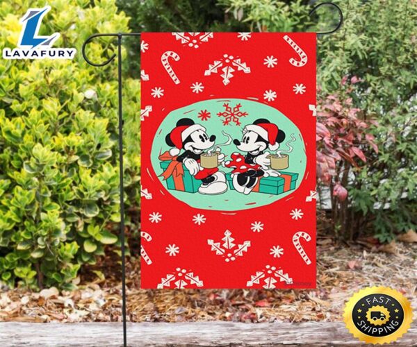 Disney Mickey Mouse Christmas Mickey And Minnie Red 8 Double Sided Printing Garden Flag