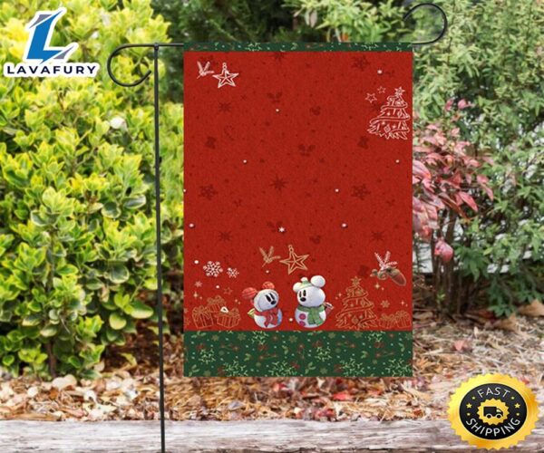 Disney Mickey Mouse Christmas Mickey And Minnie Snowman 1 Double Sided Printing Garden Flag