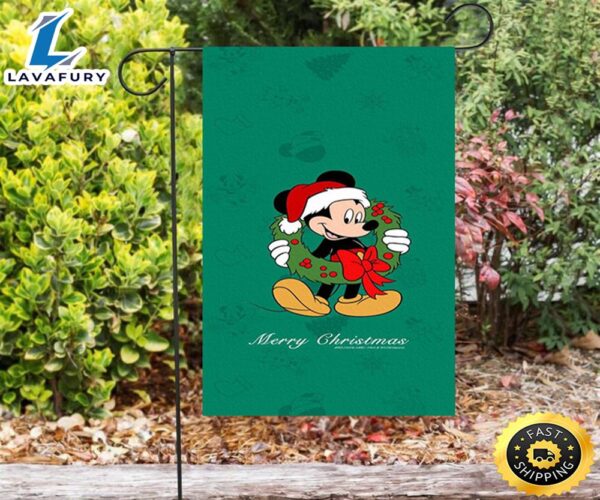 Disney Mickey Mouse Christmas Mickey Green 2 Double Sided Printing Garden Flag