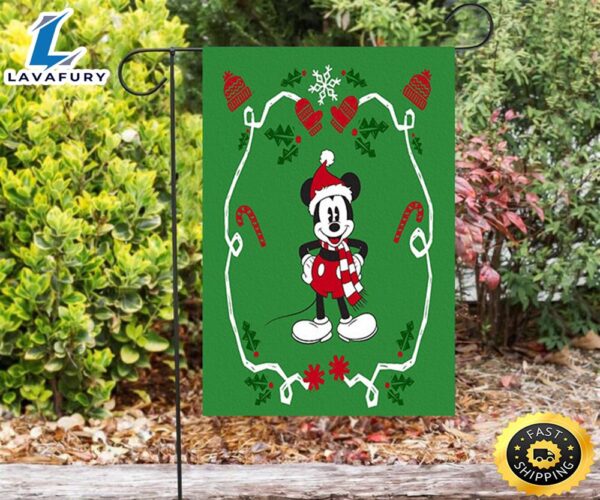 Disney Mickey Mouse Christmas Mickey Green 3 Double Sided Printing Garden Flag