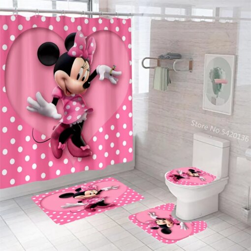 Disney New Mickey Mouse Minnie Shower Curtain Waterproof Cute Cartoon Pattern