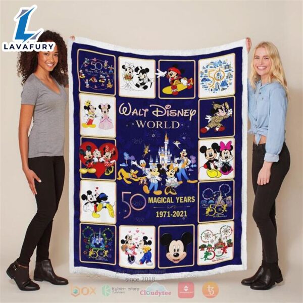 Disney World 50 Magical Years 1971 2021 Mickey Mouse And Minnie Mouse Blanket