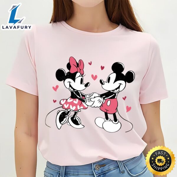Disney Mickey And Minnie Mosue Love Heart Retro T-shirt
