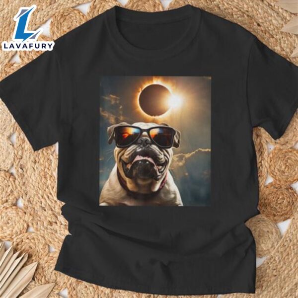 Dog Taking A Selfie With Solar 2024 Eclipse Wearing Glasses T-Shirt