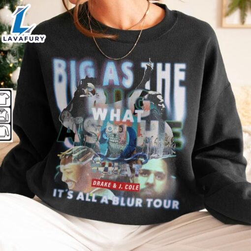 Drake J Cole Big As The What Tour 90s Shirt, Collage Rapper Vintage It’s All Blur Tour Shirt 2024