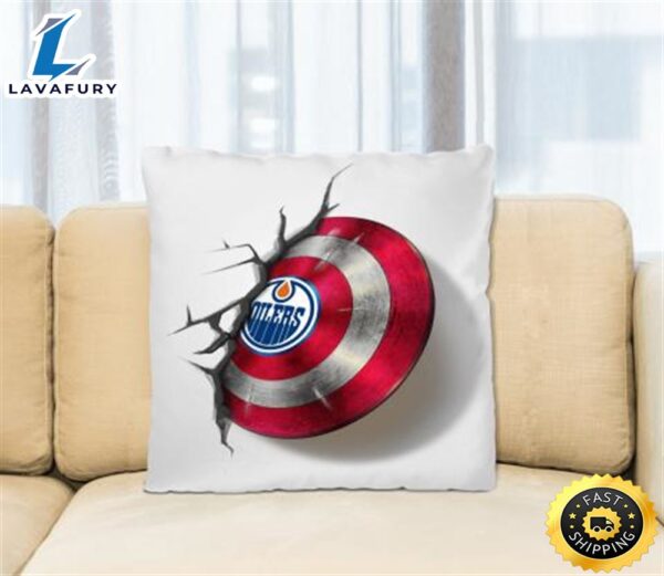 Edmonton Oilers NHL Hockey Captain America’s Shield Marvel Avengers Square Pillow