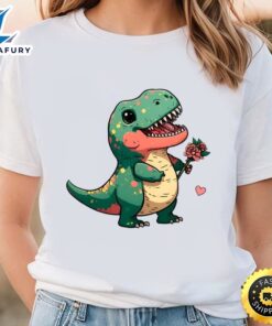 Fatty Tiny T-Rex With Roses Valentine T-Shirt