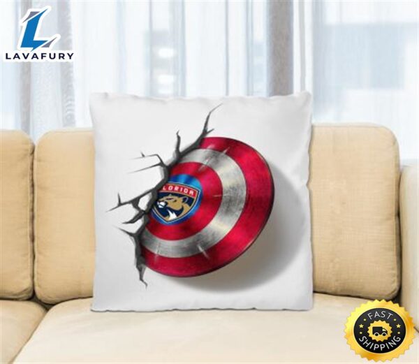 Florida Panthers NHL Hockey Captain America’s Shield Marvel Avengers Square Pillow