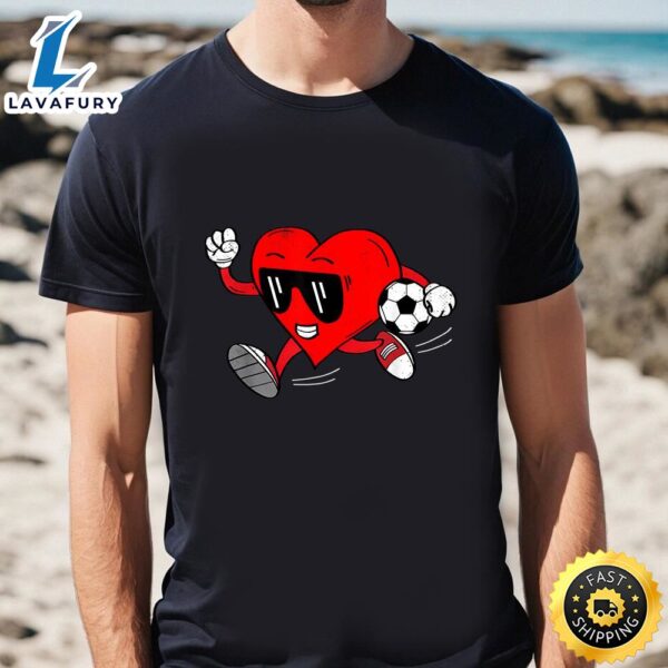 Funny Heart Soccer Football Valentine’s Day Love Sports Boys T-Shirt