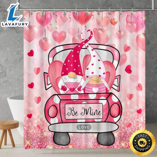 Gnome Couple Shower Curtain Be Mine Valentine Bathroom Curtain Valentine Gift