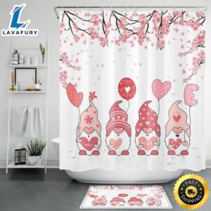Gnome Valentine Love Shower Curtains Valentines Day Decoration Bathroom Set For Couples Bathroom Decor