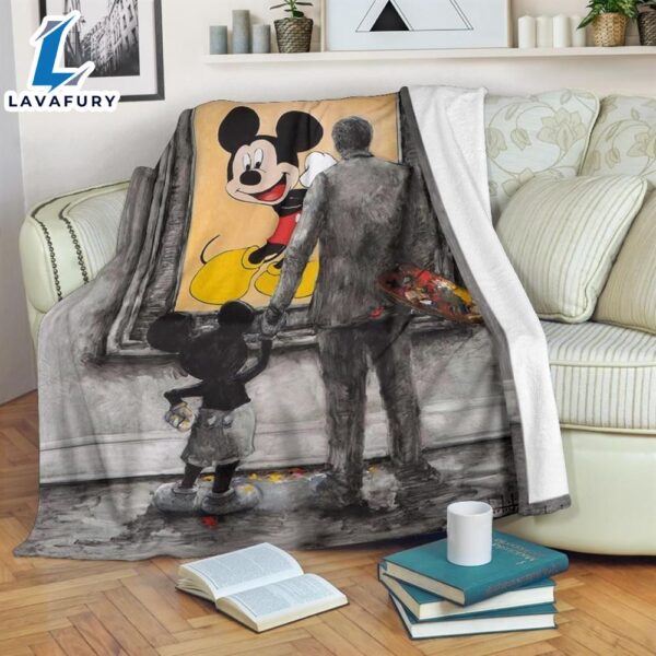 Graphic Walt And Mickey Mouse Fleece Blanket Gift For Fan
